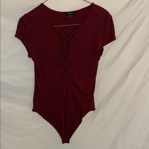 ✨2 for $20✨ Ribbed Bodysuit with Lace up Details
